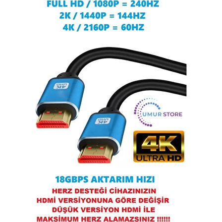 4K HDMI Kablo Premium Gaming Sinema Tv Uydu Uyumlu