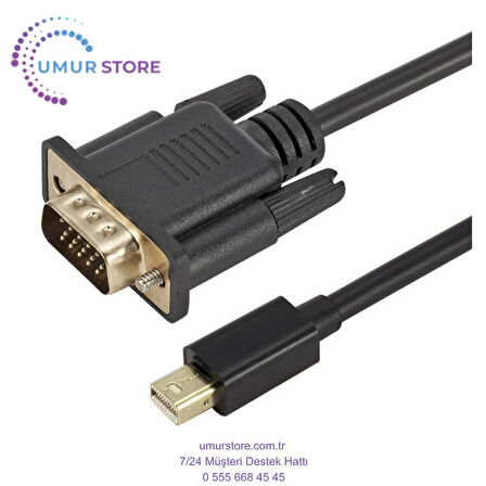 1.8m Mini Displayport To VGA Aktif Kablo - Thunderbolt 1/2 VGA 1920X1200 1080P MacBook Pro Air