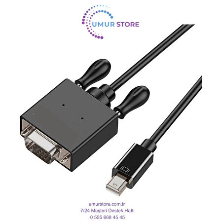 VGA To Mini Display Port Kablo 183 cm 1080P Full Hd 60Hz Görüntü Aktarım Kablosu