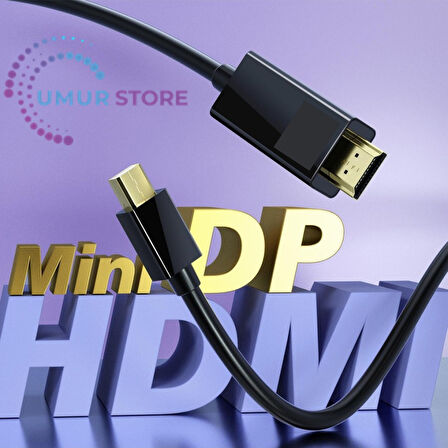 4K 30Hz Mini Displayport To HDMI Görüntü Aktarma Kablosu 1.8 Metre