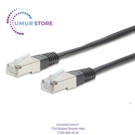 Cat.5e Crossover Patch Kablo, S/stp, Zırhlı, Awg 26, Altın Kaplama, 5 Metre, Siyah Renk