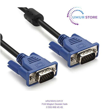 VGA Kablo 15 Pin VGA Erkek Erkek Görüntü Kablosu 10 Metre