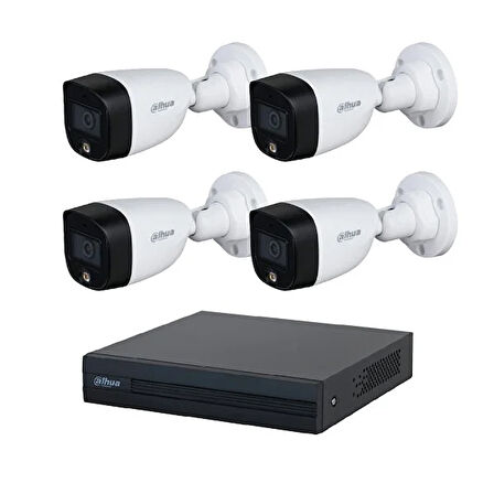 Dahua 4 Kameralı Renkli Gece Görüşlü Full Hd Güvenlik Kamera Seti