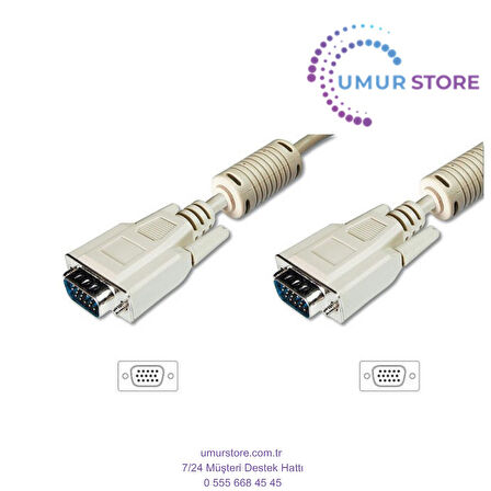 Bc-Dsp-Vg-Mm-15 15 mt VGA To VGA 15PIN Erkek-Erkek 3coax AWG28 Ferrıte VGA Kablo