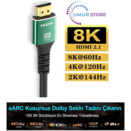 10K 8k HDMI Kablo Fiber Premium Tv Gaming Playstation Xbox Uydu V2.1