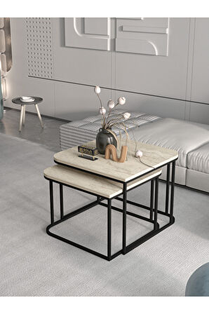 Orta Sehpa Damla İkili Lüx Traverten