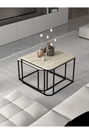 Orta Sehpa Damla İkili Lüx Traverten