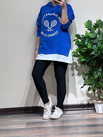 Tenis Baskılı Sweatshirt Saks