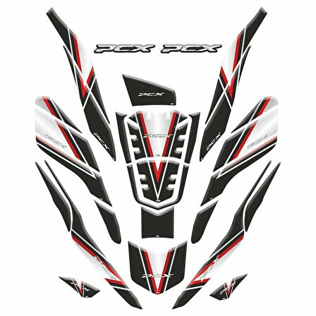 Gogo Honda PCX (2020-2024) Tank Pad Set 010 Siyah/Kırmızı/Gri