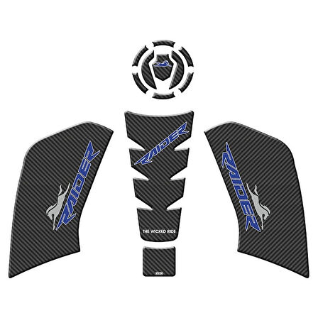 Gogo Tank Pad Set 004 Karbon Mavi - TVS Raider 125