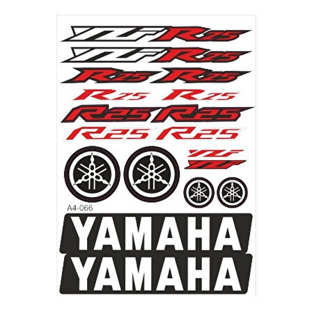 Gogo 066 A4 Yamaha R25 Kırmızı Tek Paket Çoklu Sticker