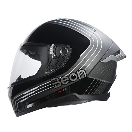 Beon B-507 Full Face Motosiklet Kaskı FF01 Gri/Siyah