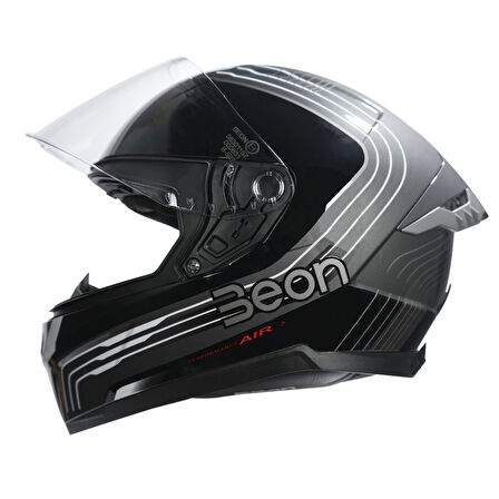 Beon B-507 Full Face Motosiklet Kaskı FF01 Gri/Siyah