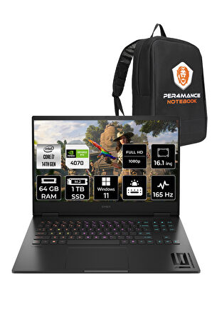 HP OMEN 16 i7 14700HX 64GB RAM 1TB SSD RTX4070/8GB 165Hz 16.1'' FHD W11P Gaming Laptop & PER4 ÇANTA