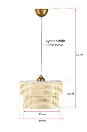 EvLight Modern Doğal Hazeran Rattan 2 Katlı Sarkıt Avize