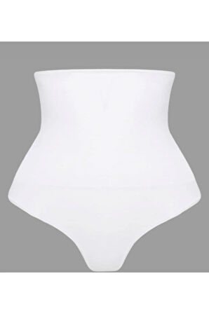 Çift Kat Yüksek Bel Çıtçıtlı Külot Korse Beyaz