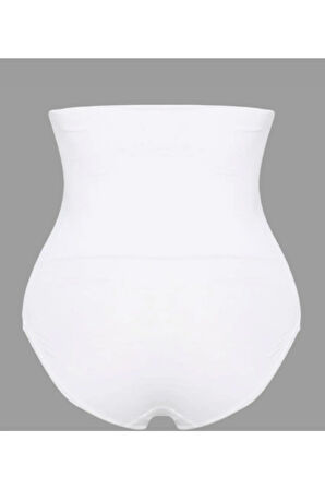 Çift Kat Yüksek Bel Çıtçıtlı Külot Korse Beyaz
