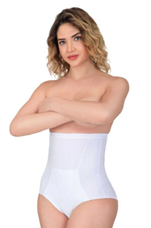 Göbek Balen Destekli Slip Korse Beyaz 2931