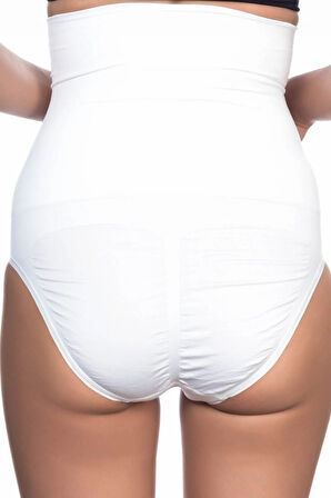 Kadın Beyaz Yüksek Bel Çift Kat Külot Korse 2009b