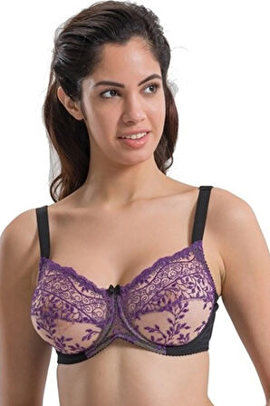 Kadın Lila Toparlayıcı Brodeli Sütyen 148