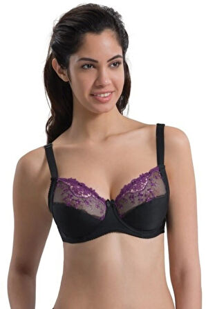 Kadın Siyah Mor Mınımızer Toparlayıcı Sütyen 136