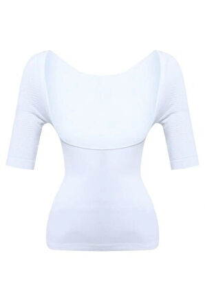 Kadın Beyaz Toparlayıcı Göğsü Açık Kollu Atlet Korse 5014