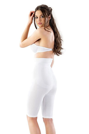Kadın Beyaz Paçalı Antiselülit Boxer Korse 2040b