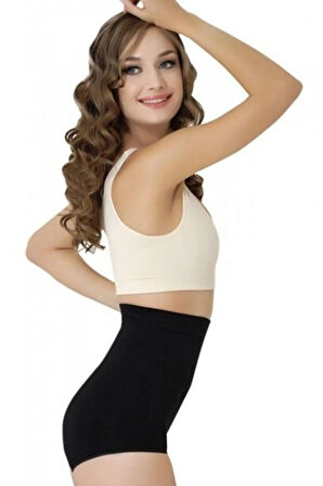 Kadın Siyah İnce Yüksek Bel Slip Korse 7024