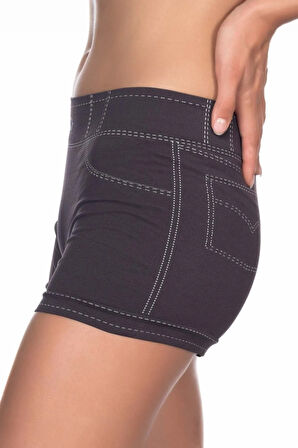 Antrasit Toparlayıcı Kot Desen Kısa Şort 3802  Boxer