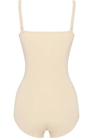 Kadın Bej Lazer Kesim Çift Kat Slip Boy Korse