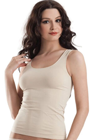 Kadın Ten Renk Çift Kat Pamuklu Geniş Askılı Atlet 2815