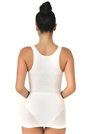 Kadın Beyaz Toparlayıcı Uzun Korse Atlet 5015