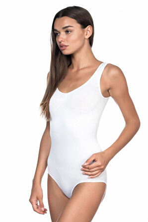 Kadın Beyaz Ripli Kalın Askılı Çıtçıtlı Toparlayıcı Bady 1924b