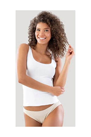 Çift Kat Pamuk Kadın Atlet Beyaz 2815