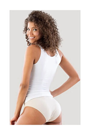 Çift Kat Pamuk Kadın Atlet Beyaz 2815