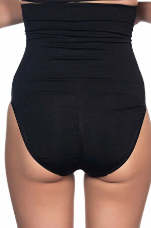 Kadın Siyah Yüksek Bel Çift Kat Külot Korse 2009S