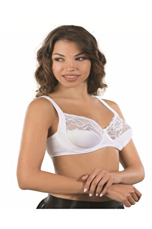 Toparlayıcı Dantelli Balenli Sütyen Beyaz