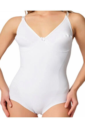 Lazer Kesim Çift Kat Slip Boy Korse Beyaz 2821