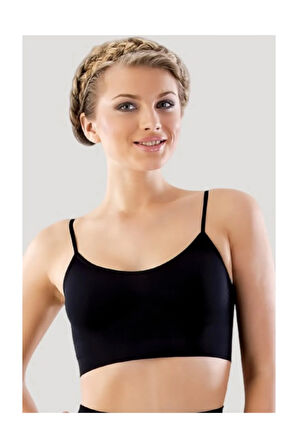 Kadın Siyah Dikişsiz İp Askılı Büstiyer 4003