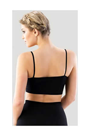 Kadın Siyah Dikişsiz İp Askılı Büstiyer 4003