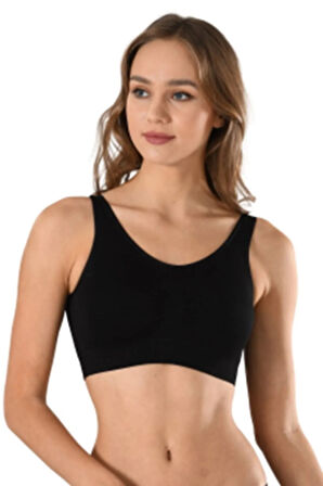 Kadın Siyah Pedli Sporcu Toparlayıcı Sütyen 4025s