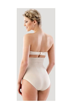 Çift Kat Yüksek Bel Desenli Slip Korse Ten