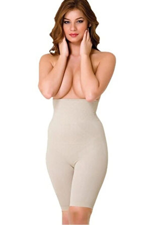 Desenli Yüksek Bel Çift Kat Paçalı Korse Ten 2074t