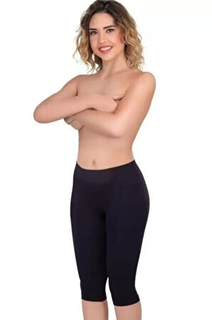 Kadın Siyah Seamless Kapri Tayt S3856s