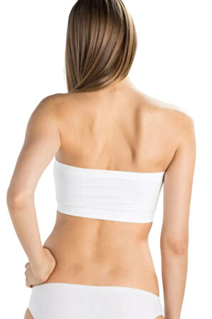 Kadın Beyaz Dikişsiz Pedli Straplez Bistüyer 4022