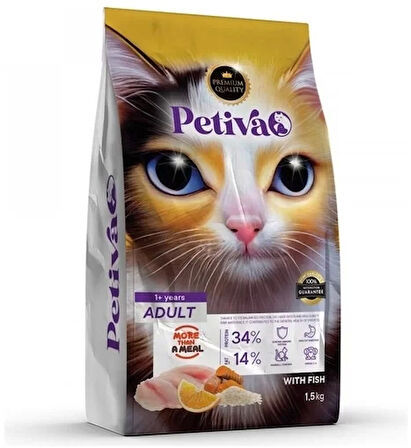 Petiva Yetişkin Balıklı Kedi Maması 1.5 Kg