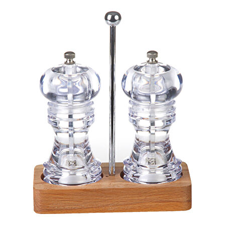 Biradlı Akrilik Tuz-K.Biber Değ.Takımı 15 Cm (Altı Ahş