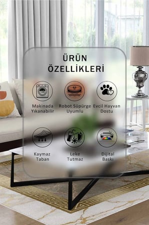 Yıkanabilir Kaymaz Taban Dijital Baskılı Halı ve Yolluk – Leke Tutmaz Salon & Mutfak Halısı