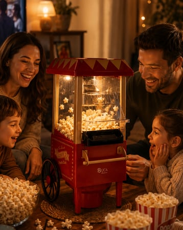 Sıcak Hava Popcorn Makinesi Yağsız Mısır Patlatıcı Nostaljik Tasarım -