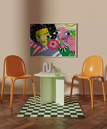 Çerçevesiz Poster Renkli Çiçekler ve Yüzler